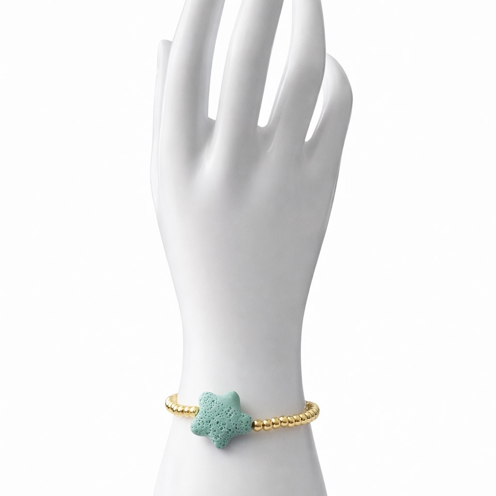 Gold Stainless Steel Starfish Charm Bracelet – Adjustable